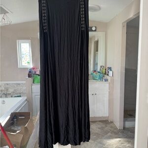 Killstar Black Maxi Skirt with Embellished Straps